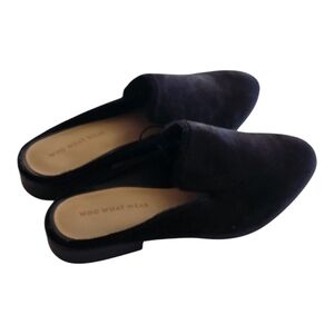 New Who What Wear Faux Fur Mules Faith Black Size 6.5 7.5 8.5 Comfort Slip On